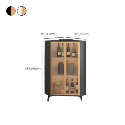 Modern Gray Wood Gold Glass Door Display Corner Cabinet Image - 18