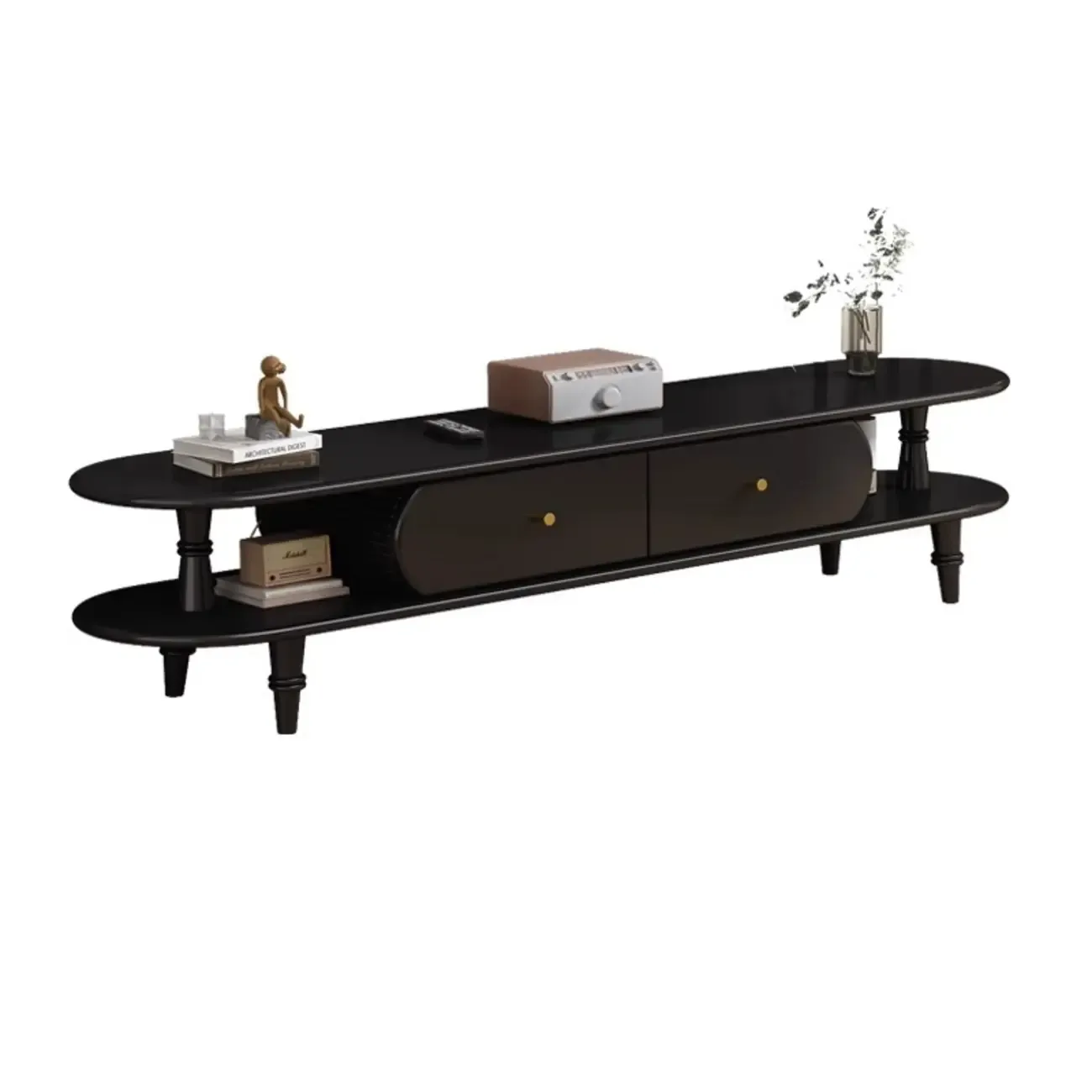 Durable Wooden TV Stand with Open Storage for Living Room Image - 2