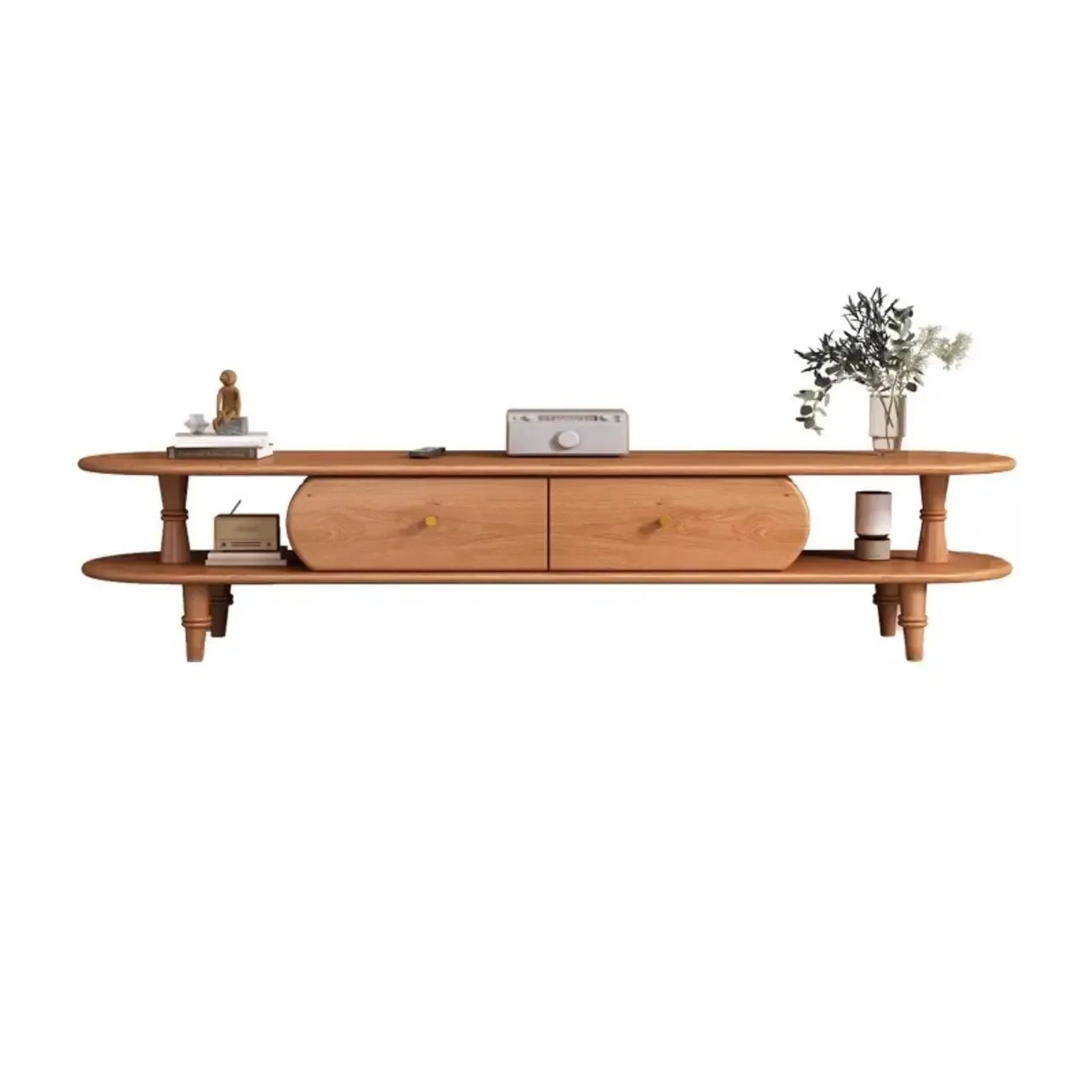 Durable Wooden TV Stand with Open Storage for Living Room Image - 3