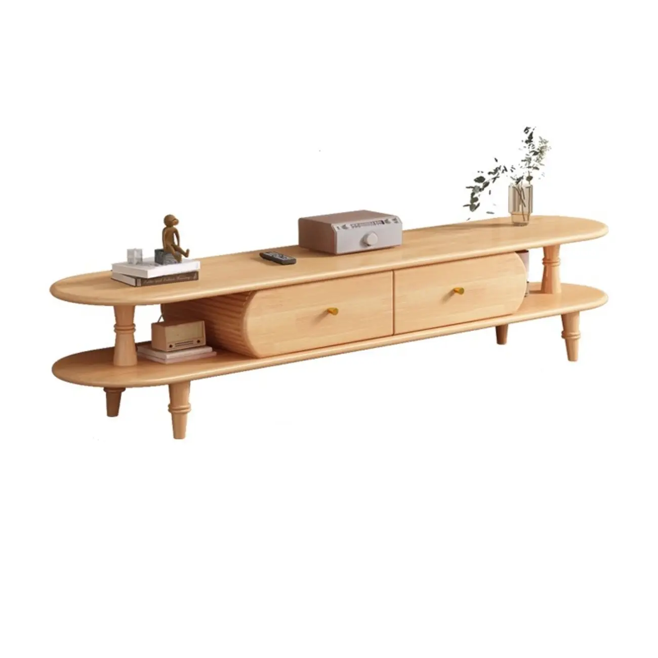 Durable Wooden TV Stand with Open Storage for Living Room Image - 5 | homeyfad