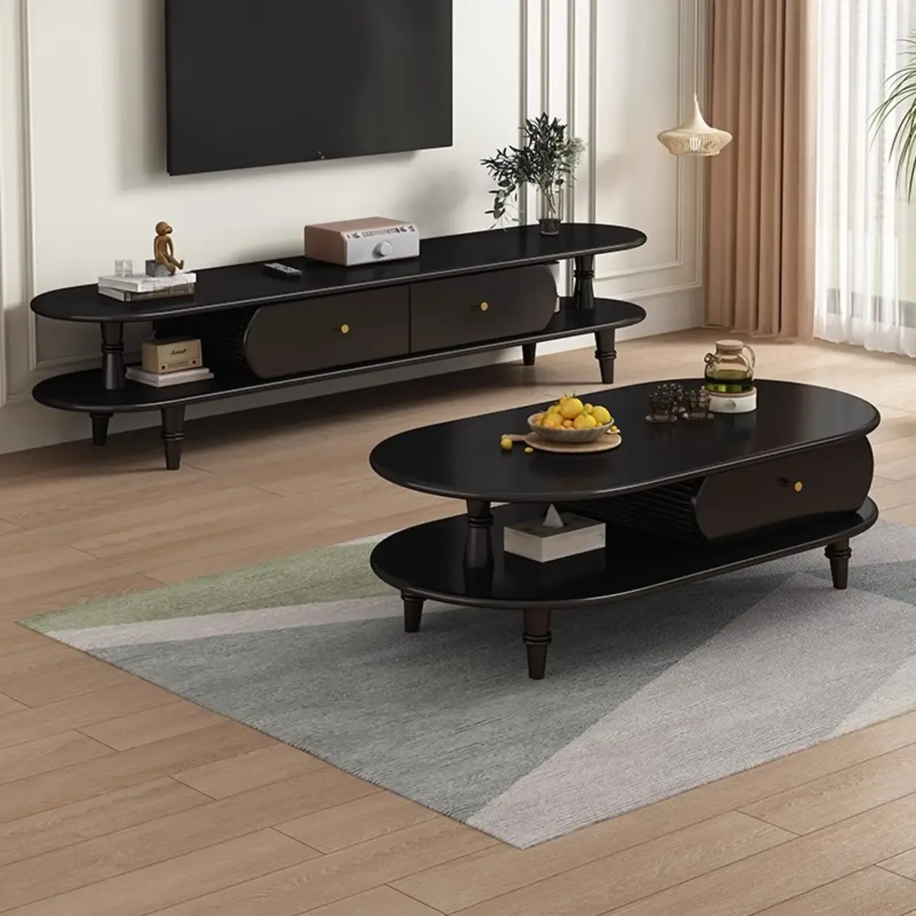 Durable Wooden TV Stand with Open Storage for Living Room Image - 7