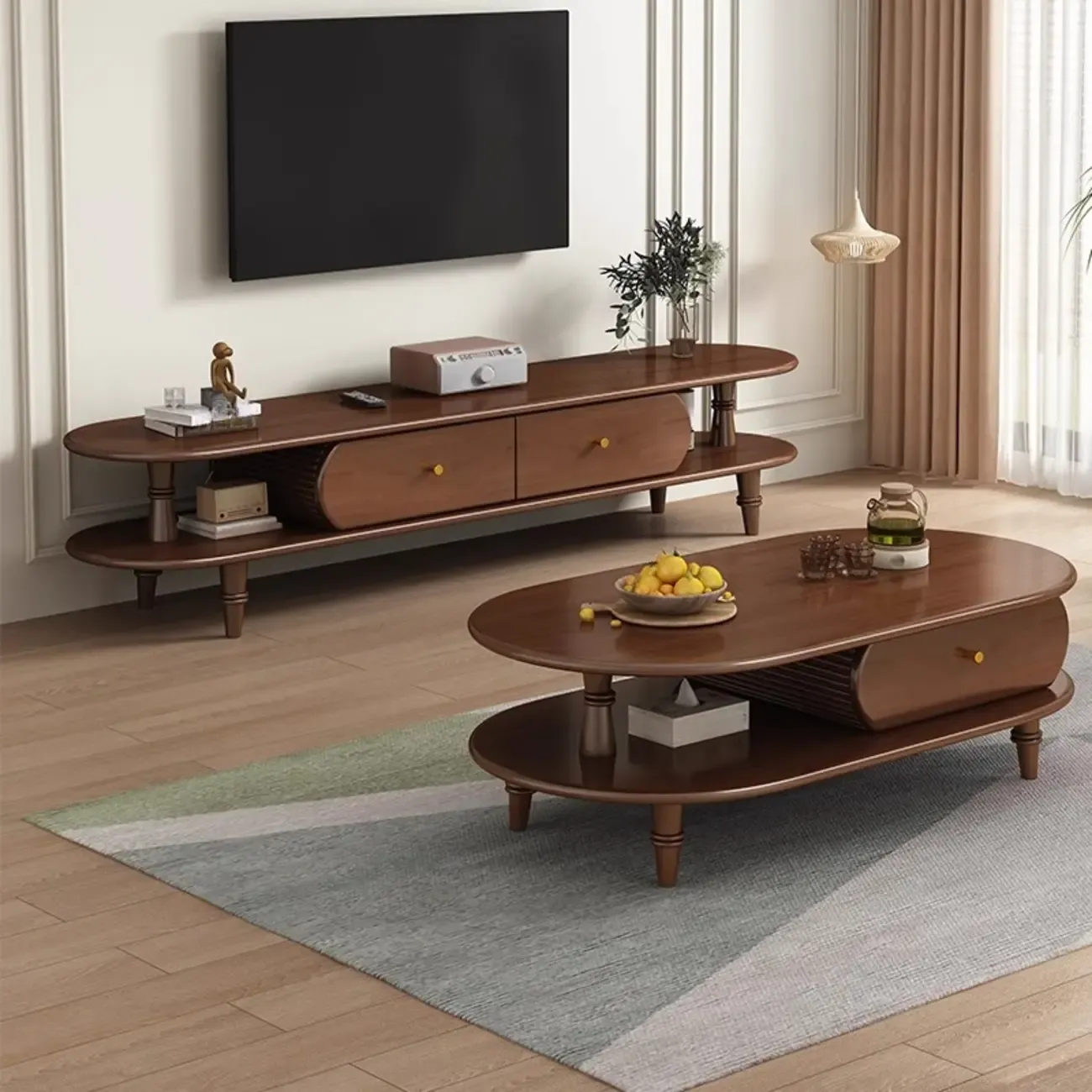 Durable Wooden TV Stand with Open Storage for Living Room Image - 8