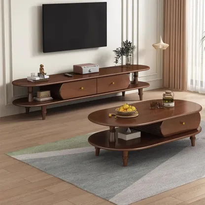 Durable Wooden TV Stand with Open Storage for Living Room Image - 8