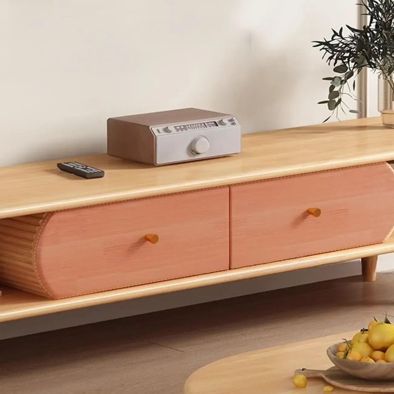 Durable Wooden TV Stand with Open Storage for Living Room Image - 11