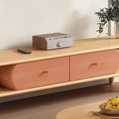 Durable Wooden TV Stand with Open Storage for Living Room Image - 11