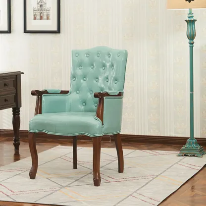 Vintage Leather Accent Chair with Tufted Design for Living Room Image - 1