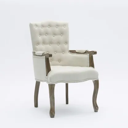 Vintage Leather Accent Chair with Tufted Design for Living Room Image - 5