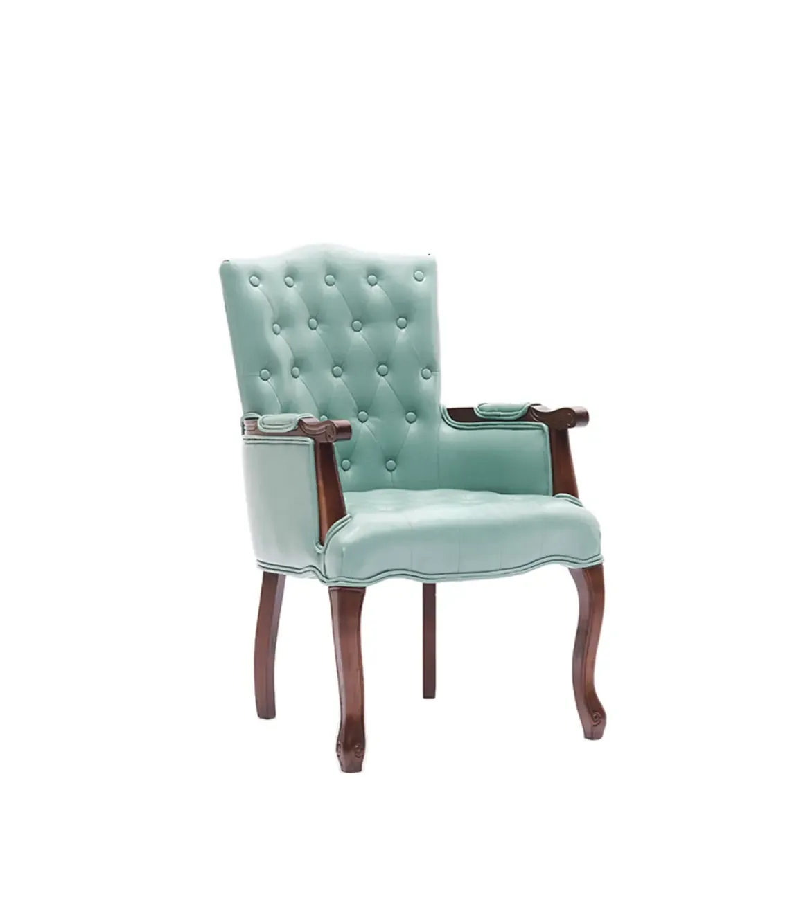 Vintage Leather Accent Chair with Tufted Design for Living Room Image - 6