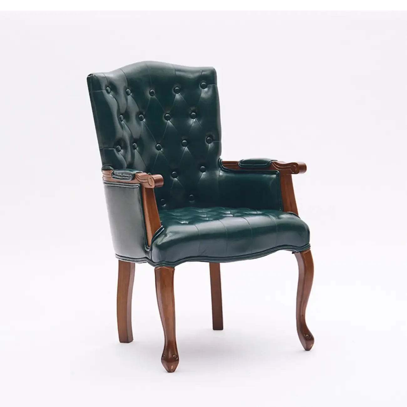 Vintage Leather Accent Chair with Tufted Design for Living Room Image - 7