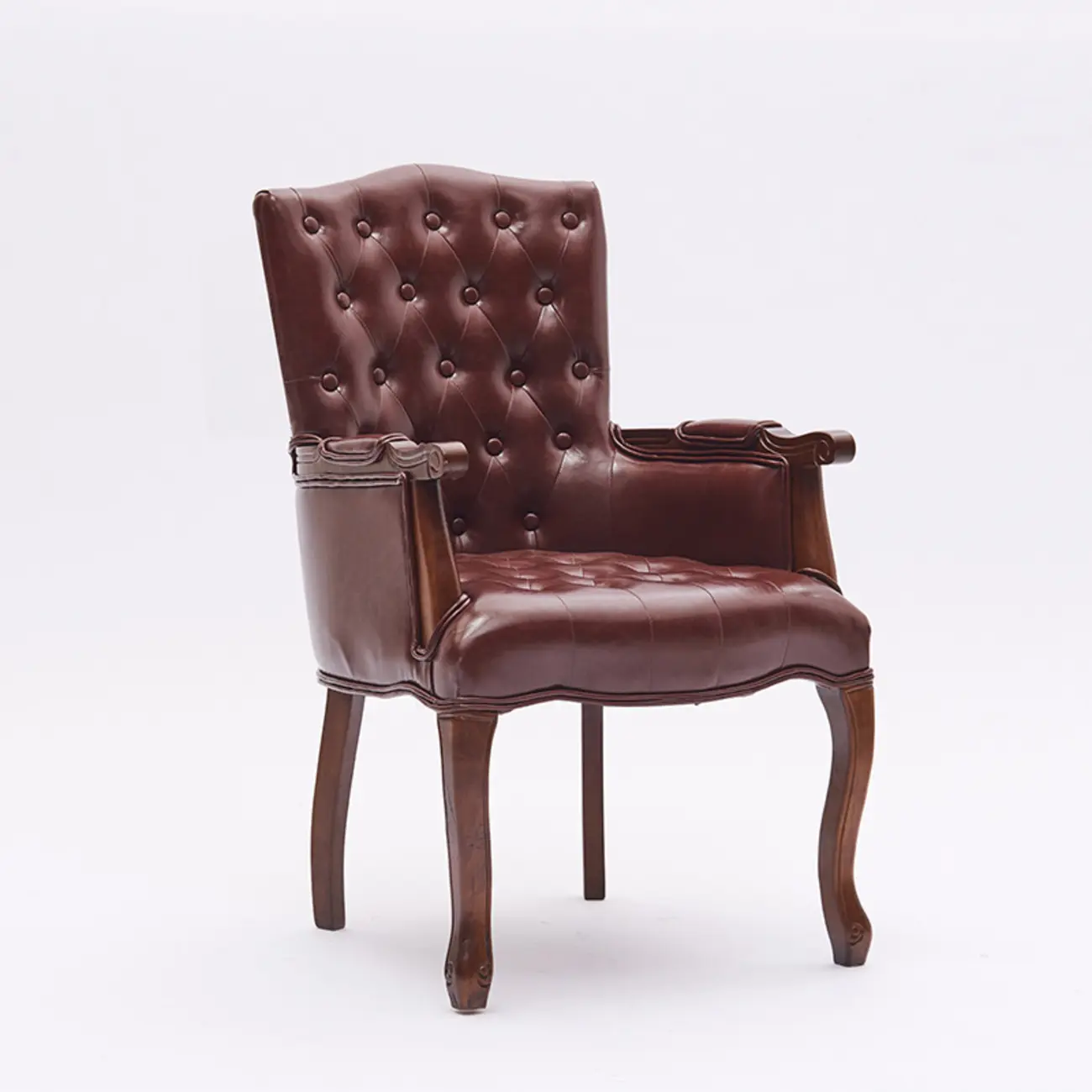 Vintage Leather Accent Chair with Tufted Design for Living Room Image - 9 | homeyfad