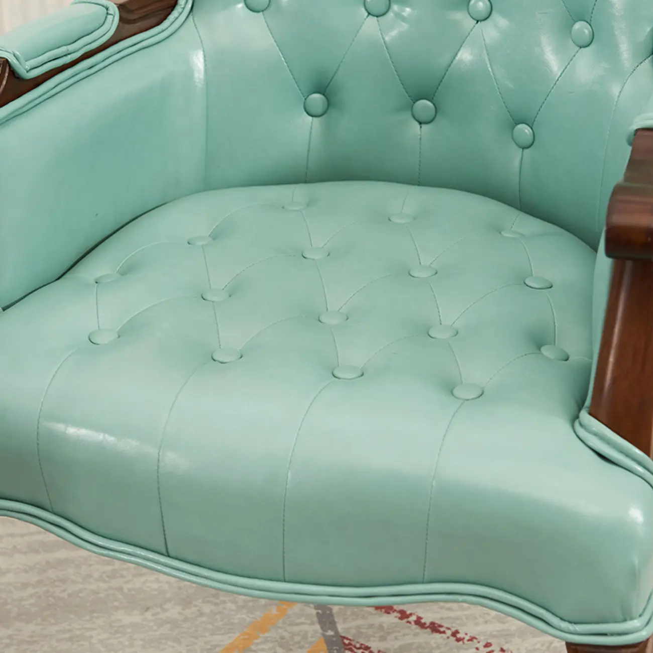 Vintage Leather Accent Chair with Tufted Design for Living Room Image - 10 | homeyfad