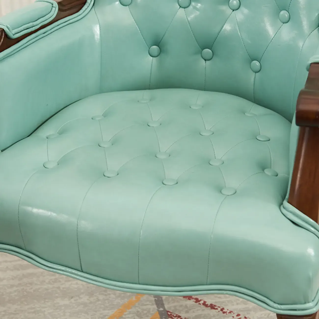 Vintage Leather Accent Chair with Tufted Design for Living Room Image - 10