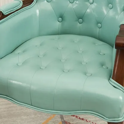 Vintage Leather Accent Chair with Tufted Design for Living Room Image - 10