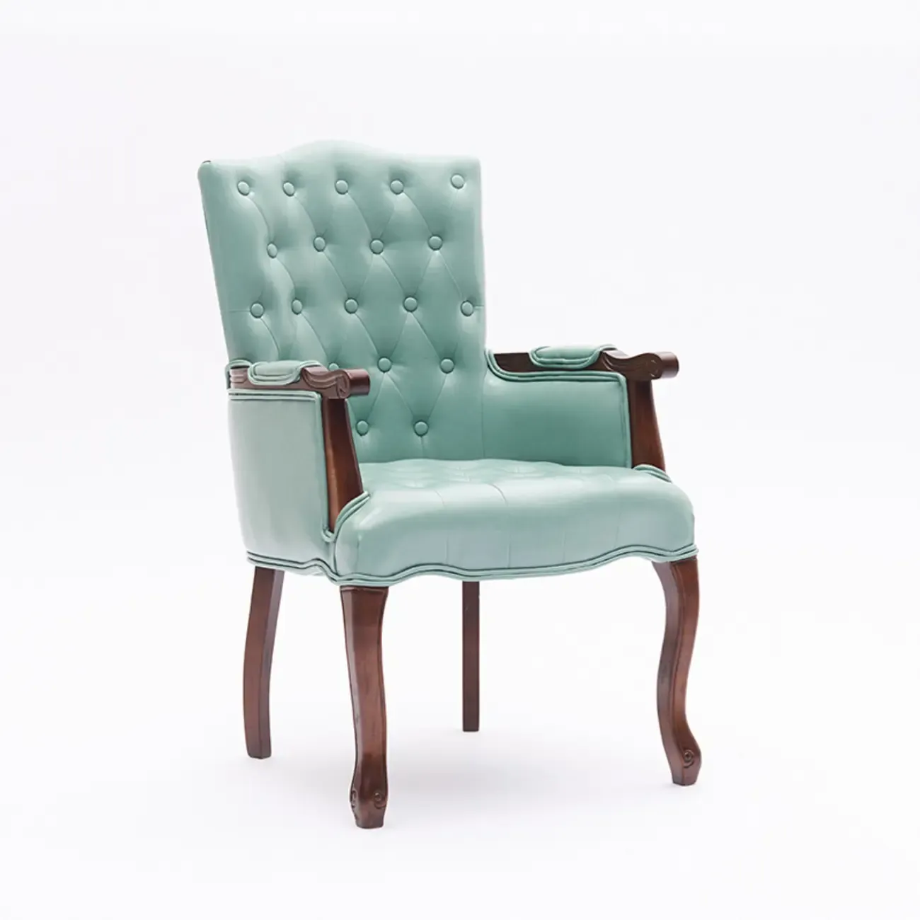 Vintage Leather Accent Chair with Tufted Design for Living Room Image - 11