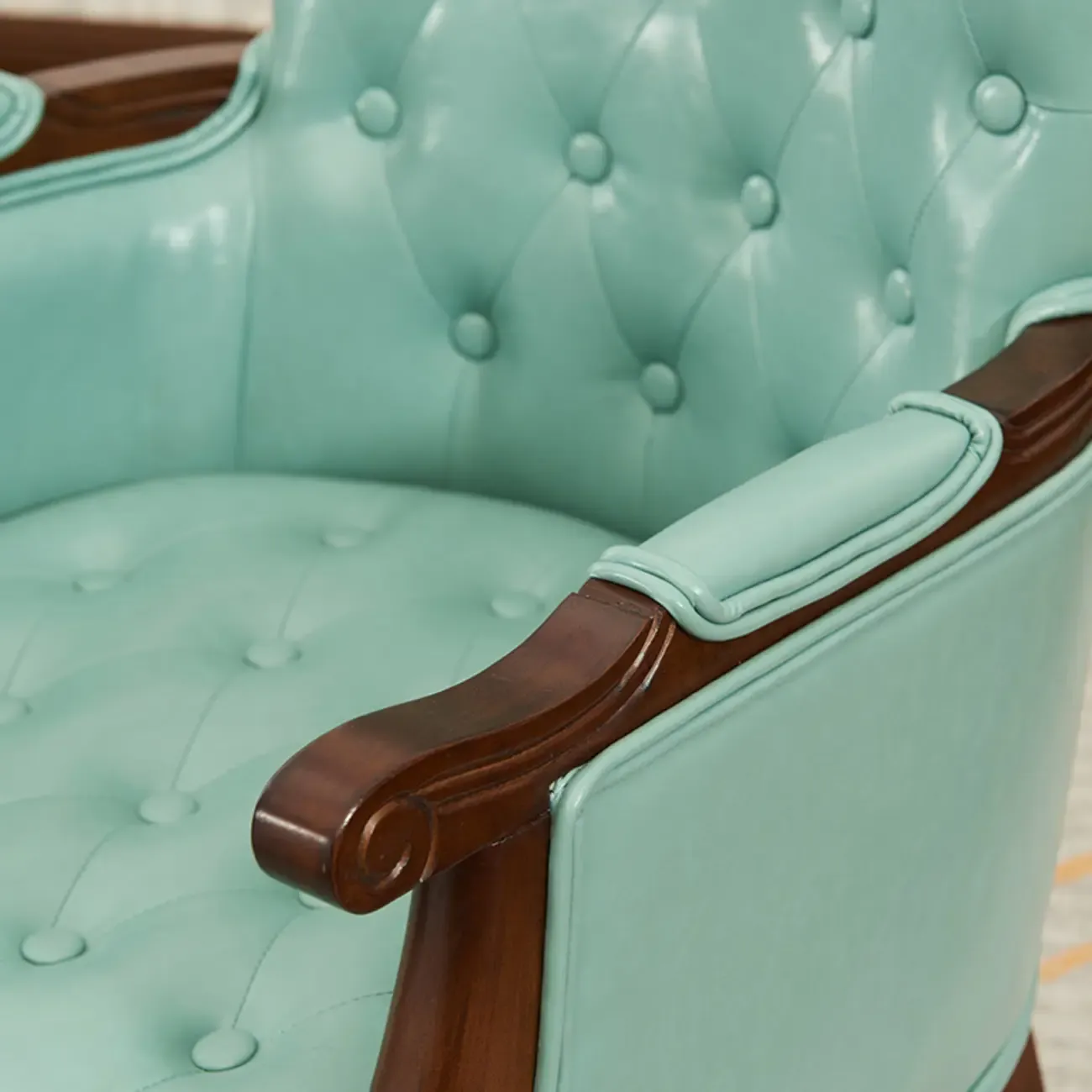 Vintage Leather Accent Chair with Tufted Design for Living Room Image - 12