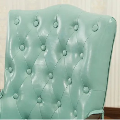 Vintage Leather Accent Chair with Tufted Design for Living Room Image - 14