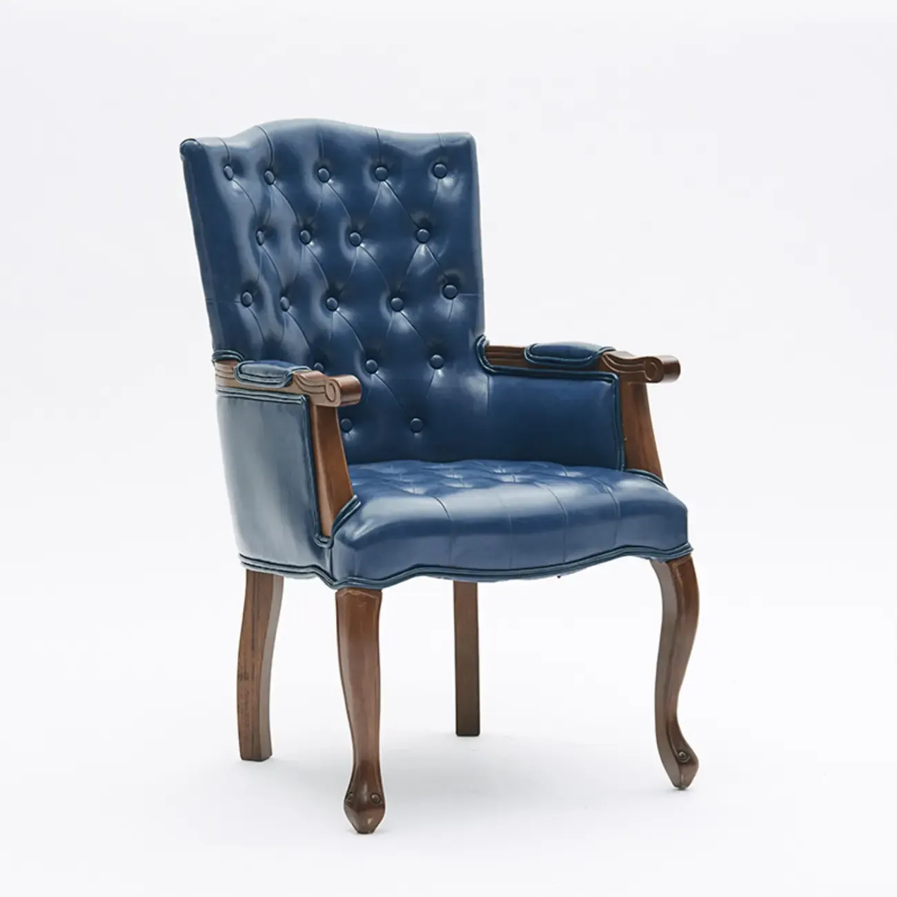 Vintage Leather Accent Chair with Tufted Design for Living Room Image - 15