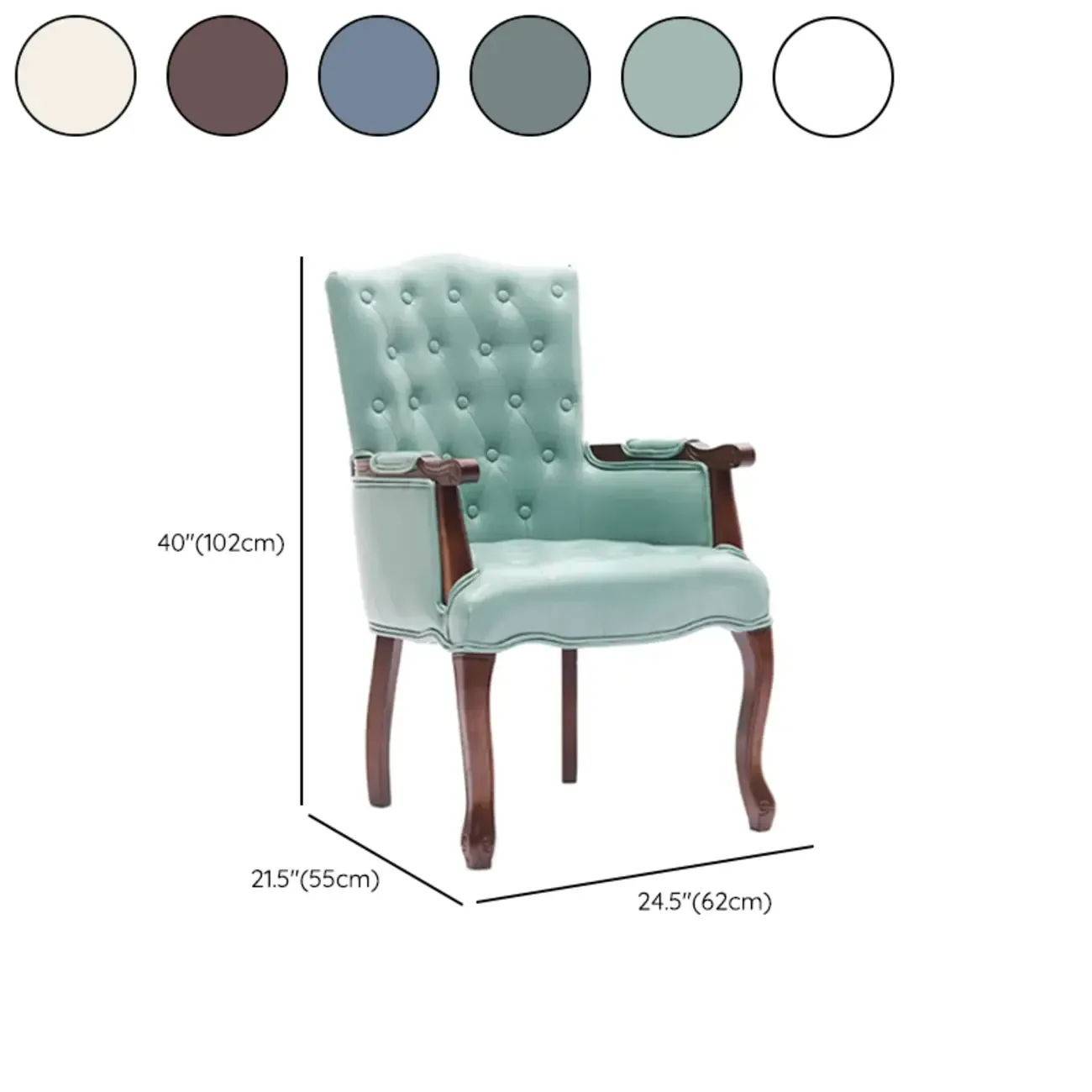Vintage Leather Accent Chair with Tufted Design for Living Room #size