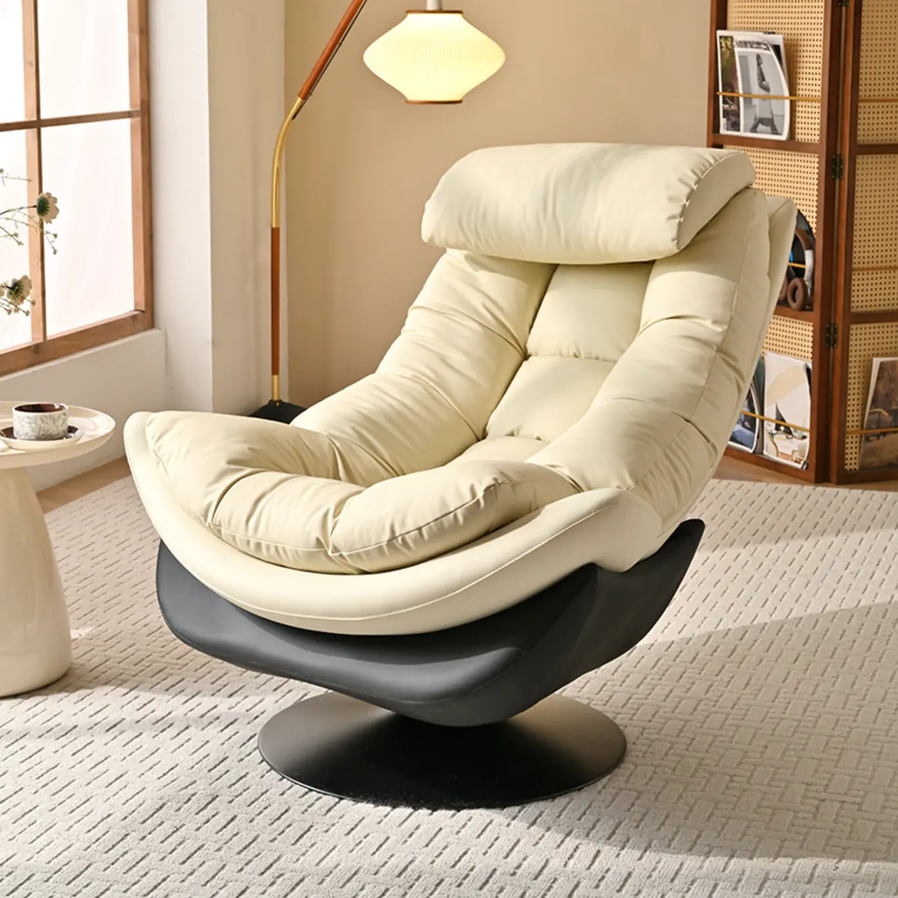 Modern Oatmeal Upholstered Accent Chair with Recline for Home Image - 1 | homeyfad