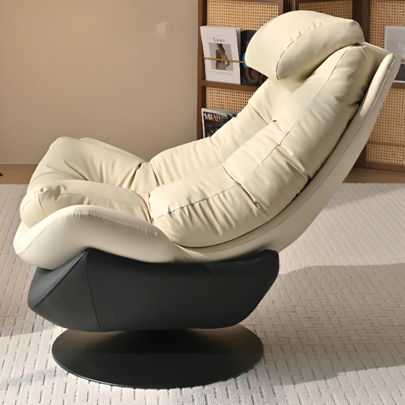 Modern Oatmeal Upholstered Accent Chair with Recline for Home Image - 2 | homeyfad