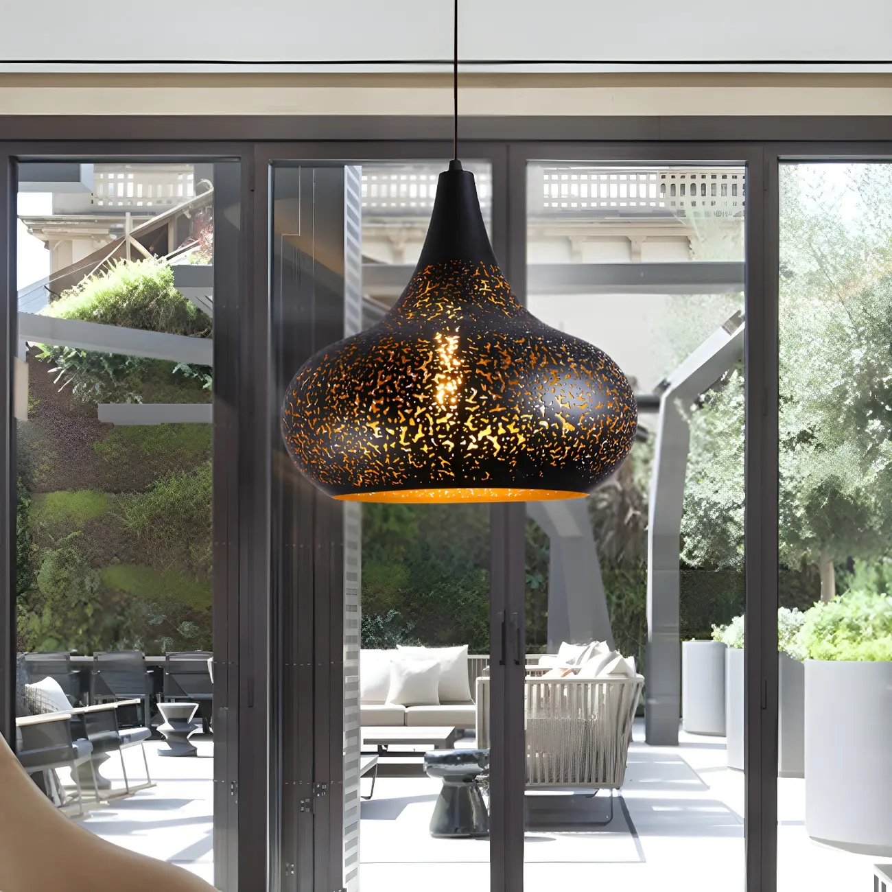 Modern Metal Black Dome Pendant Light Kitchen Island | homeyfad