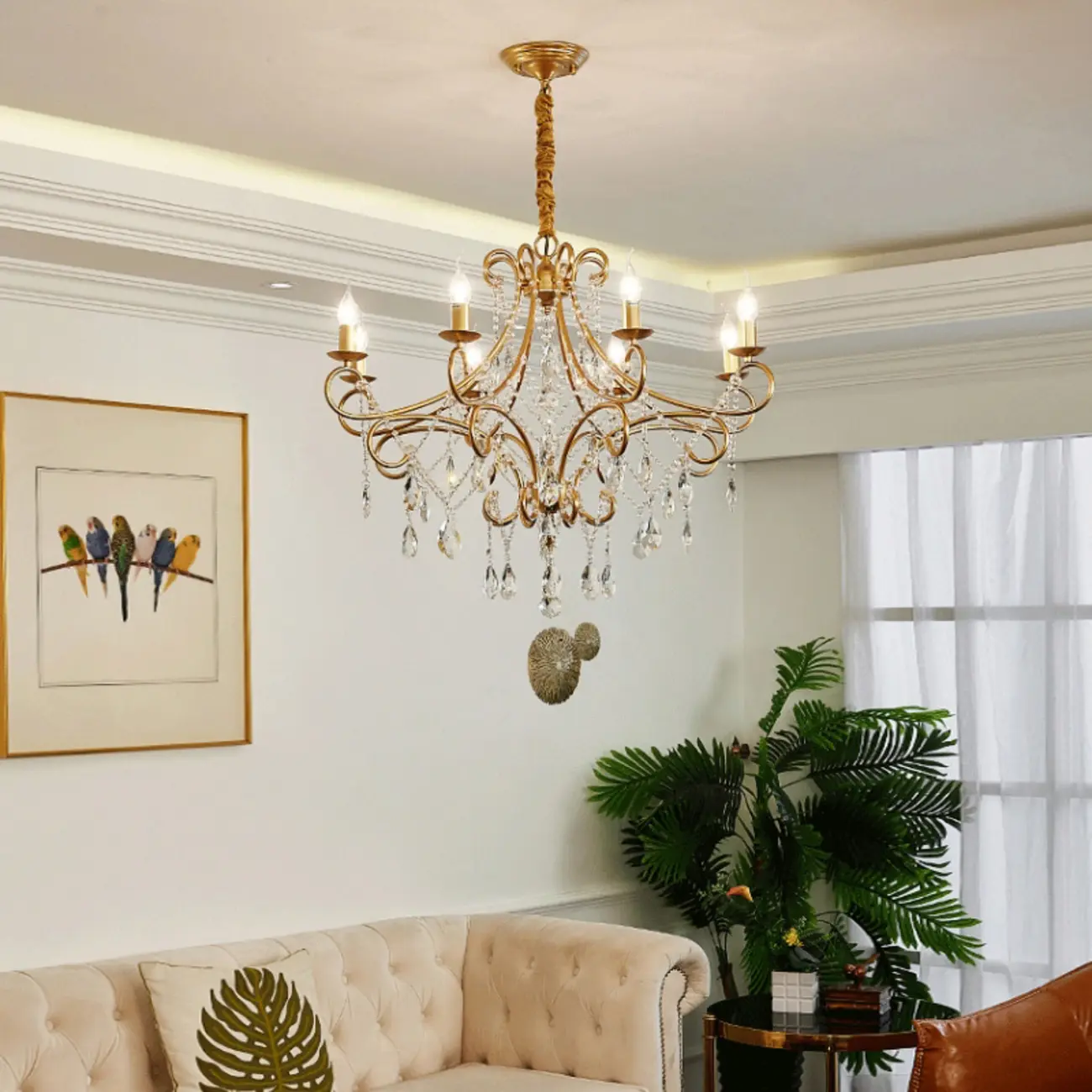 Gold Crystal Curved Metal Elegant Classic Crystal Chandelier Image - 4 | homeyfad