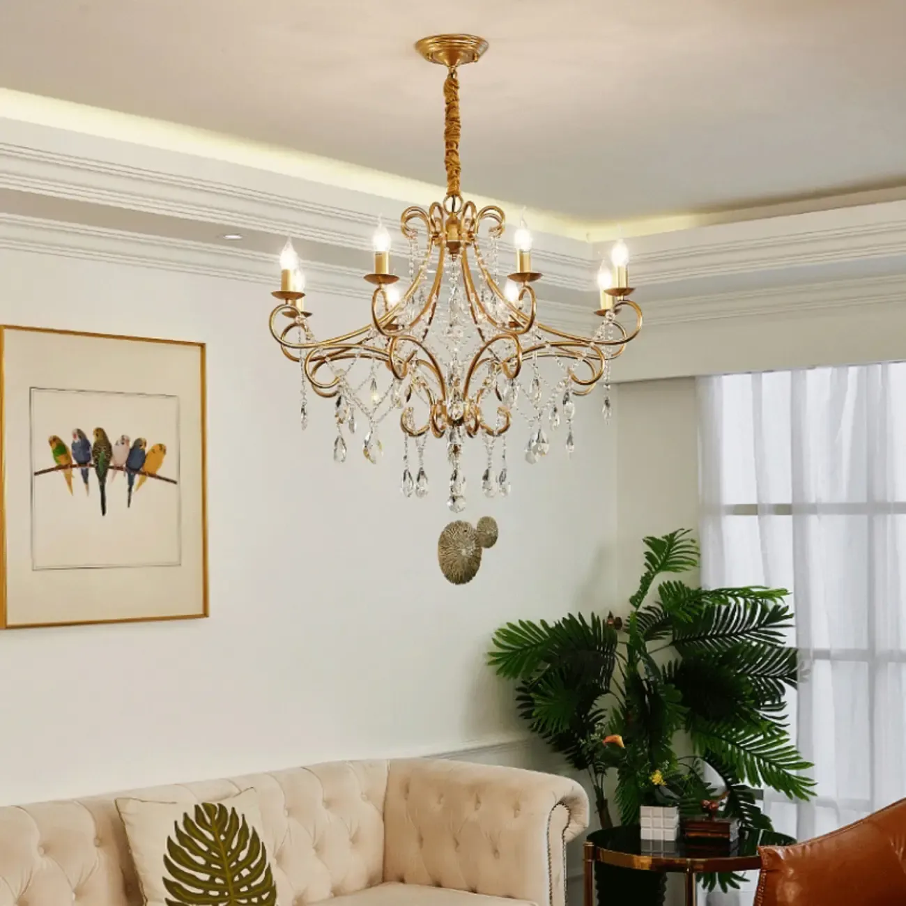 Gold Crystal Curved Metal Elegant Classic Crystal Chandelier Image - 4