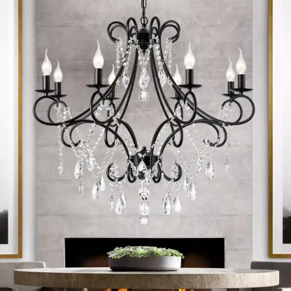 Gold Crystal Curved Metal Elegant Classic Crystal Chandelier Image - 3