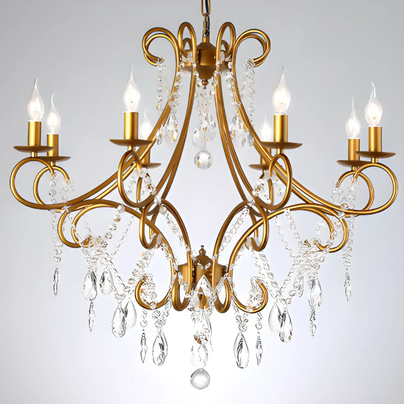 Gold Crystal Curved Metal Elegant Classic Crystal Chandelier Image - 7