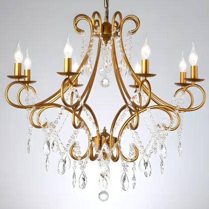 Gold Crystal Curved Metal Elegant Classic Crystal Chandelier Image - 7