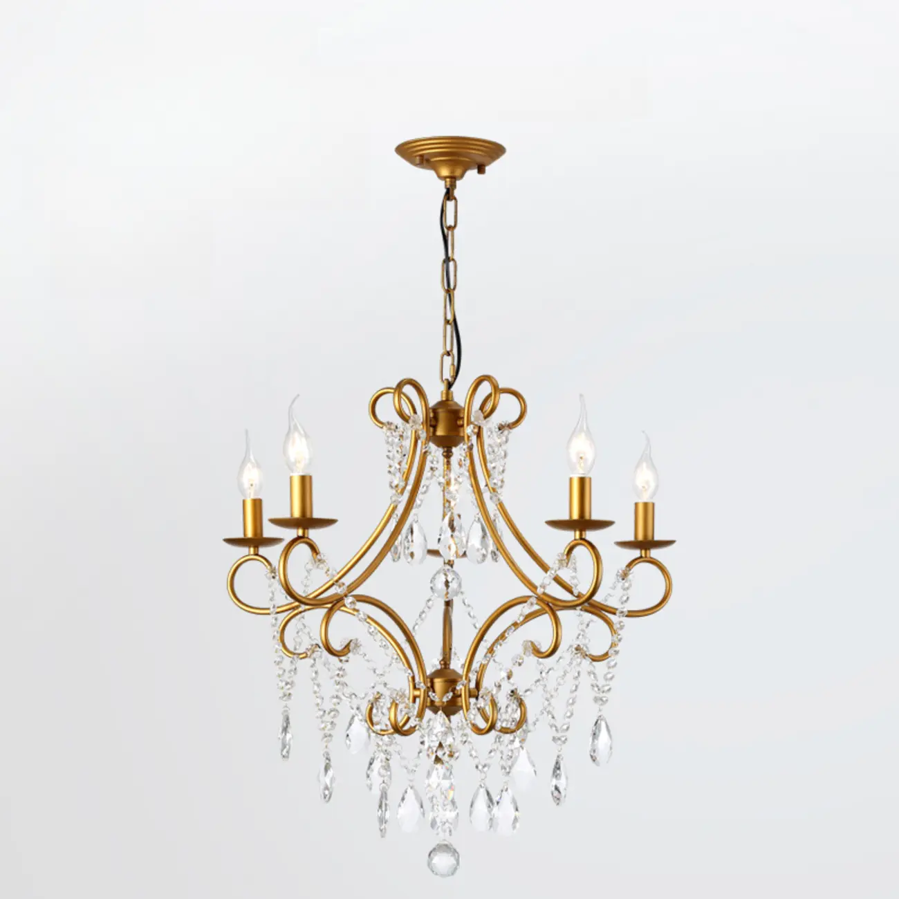 Gold Crystal Curved Metal Elegant Classic Crystal Chandelier Image - 11 | homeyfad