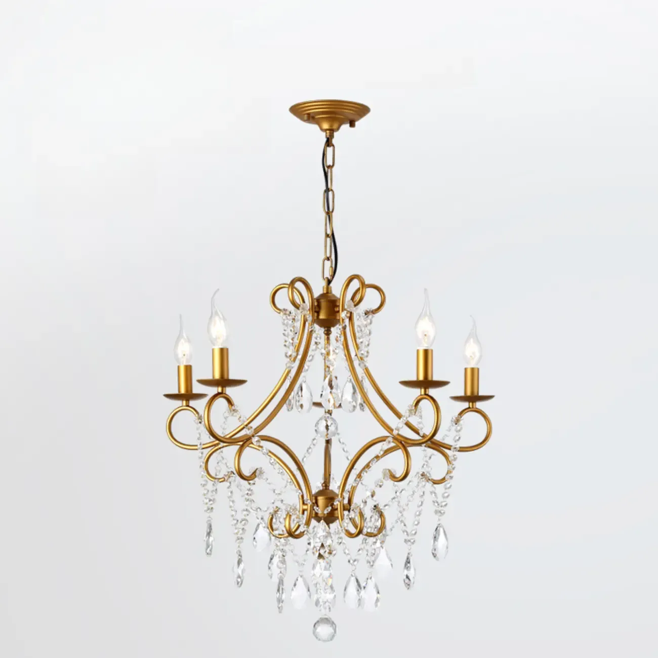 Gold Crystal Curved Metal Elegant Classic Crystal Chandelier Image - 11