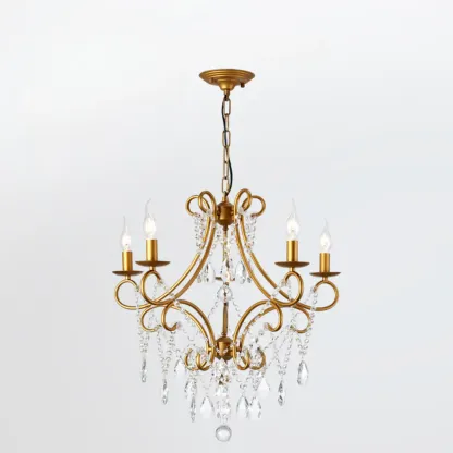 Gold Crystal Curved Metal Elegant Classic Crystal Chandelier Image - 11