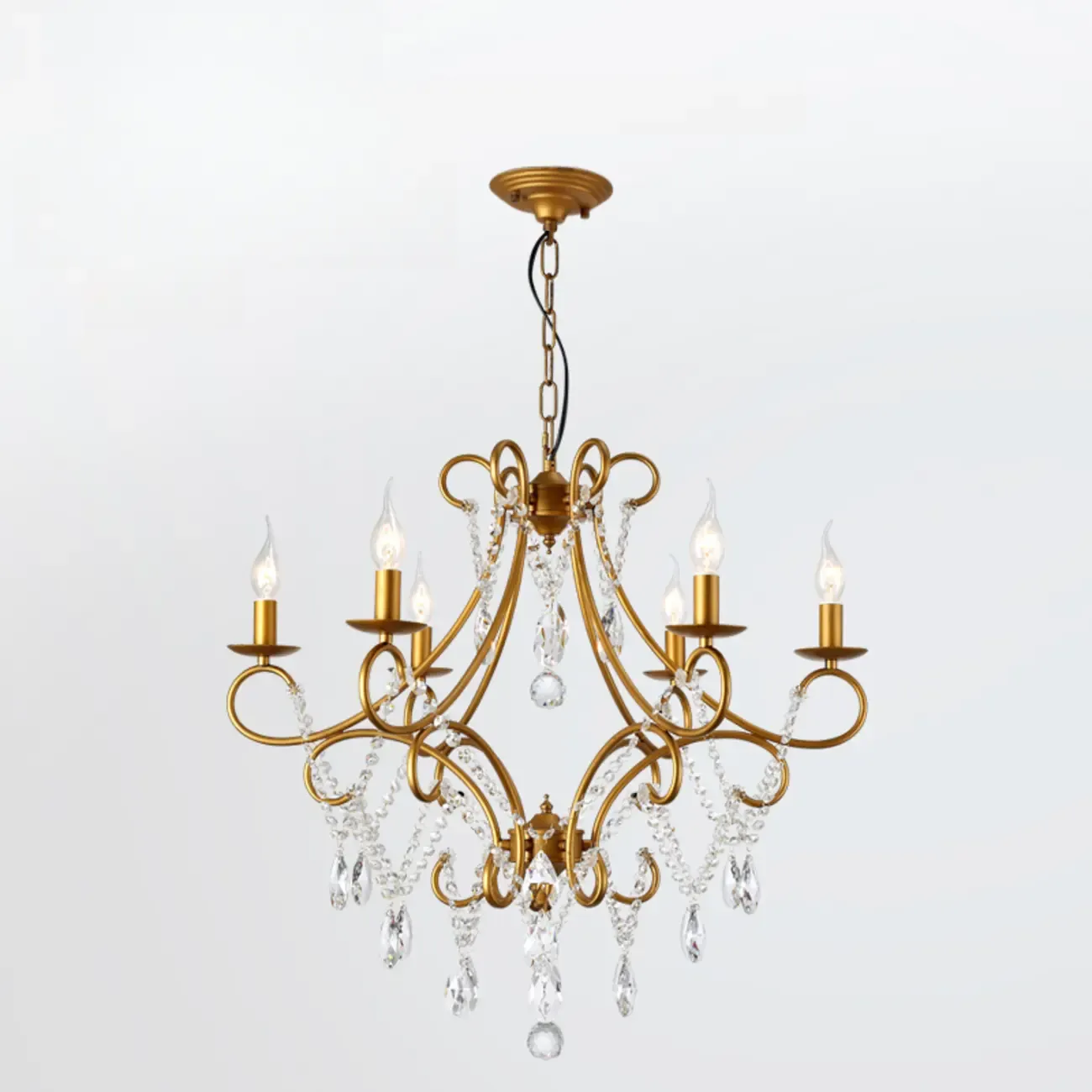 Gold Crystal Curved Metal Elegant Classic Crystal Chandelier Image - 12