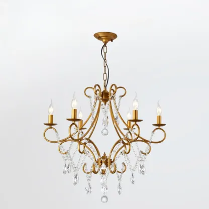 Gold Crystal Curved Metal Elegant Classic Crystal Chandelier Image - 12