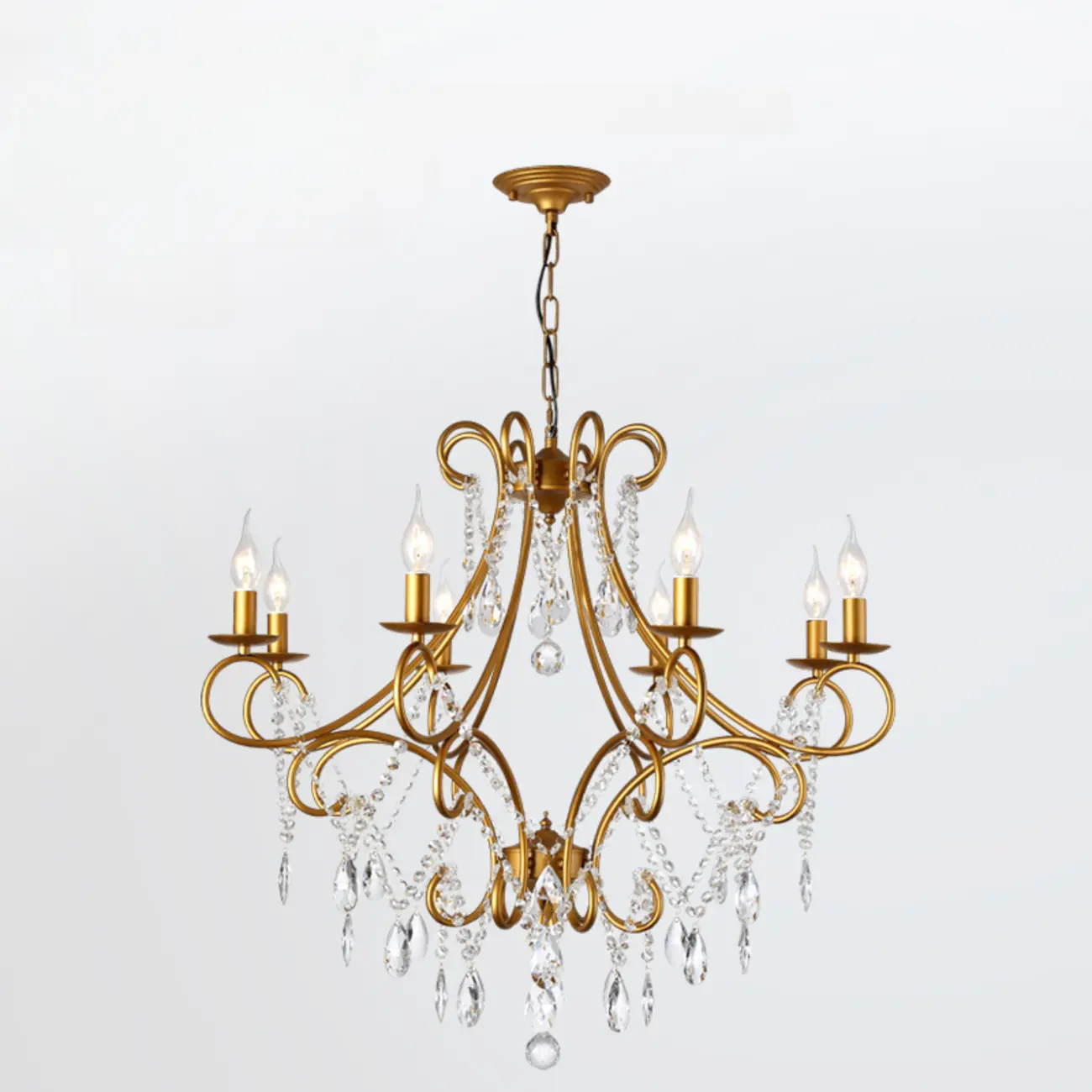Gold Crystal Curved Metal Elegant Classic Crystal Chandelier Image - 13 | homeyfad