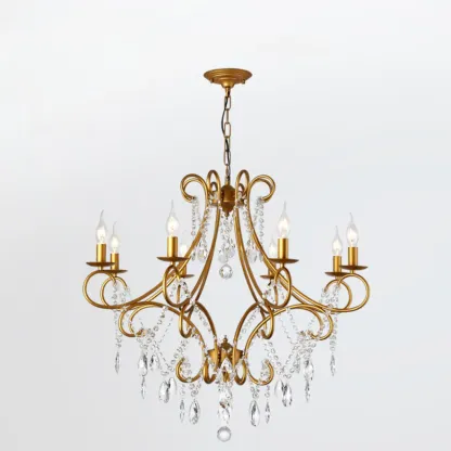 Gold Crystal Curved Metal Elegant Classic Crystal Chandelier Image - 13
