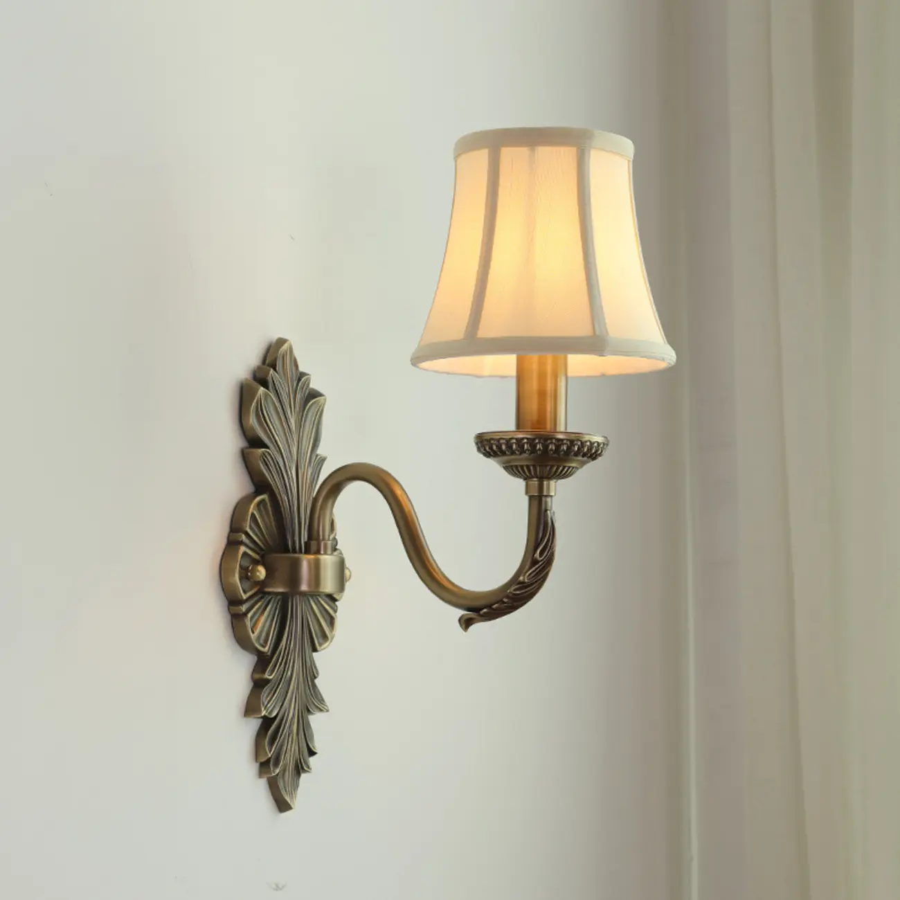 Vintage Beige Brass Candelabra Wall Sconce with LED Light  Image - 2 | homeyfad