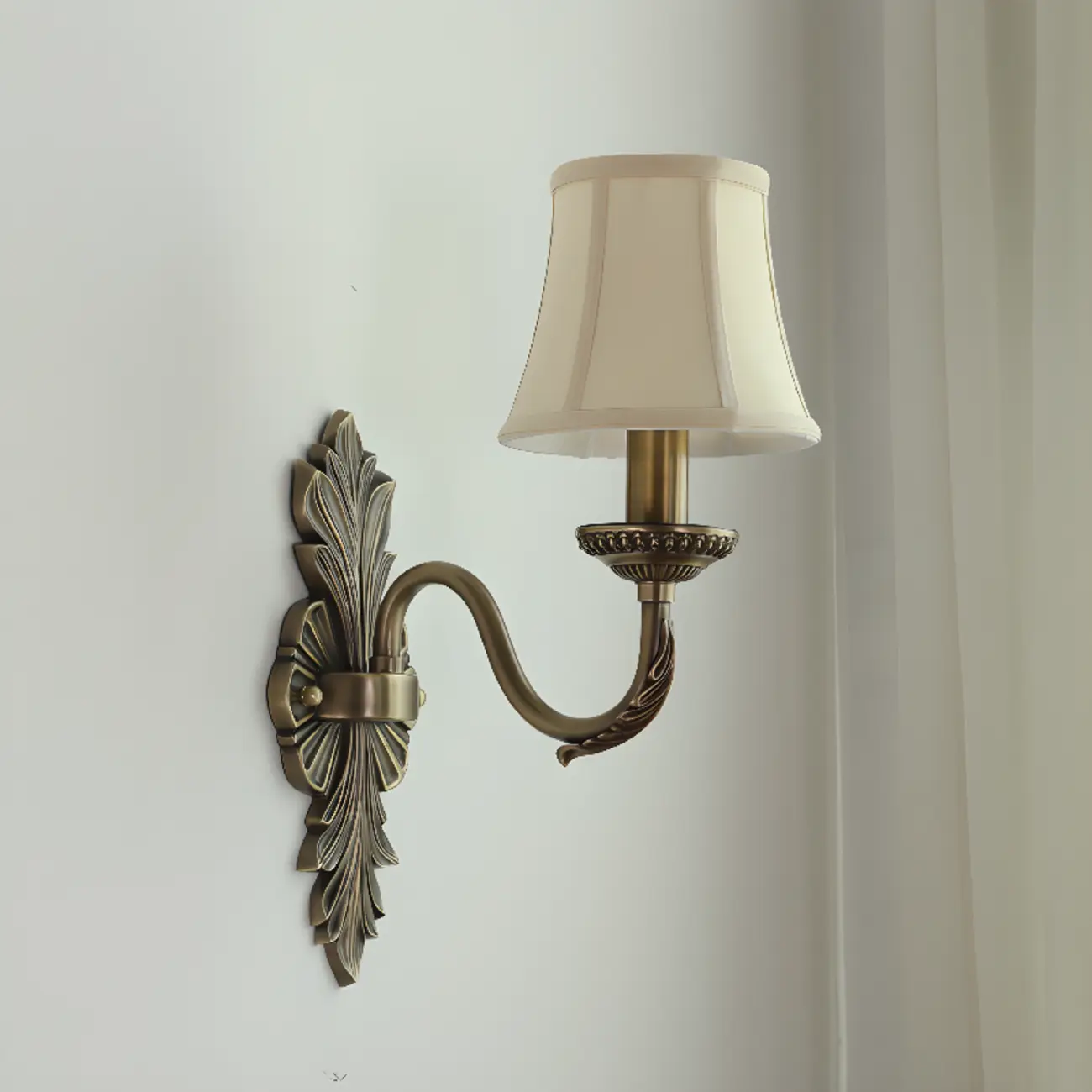 Vintage Beige Brass Candelabra Wall Sconce with LED Light  Image - 3 | homeyfad
