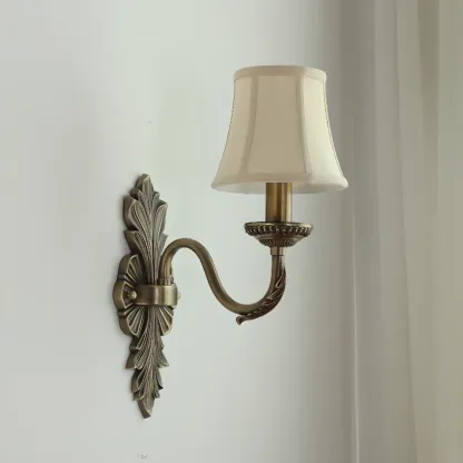 Vintage Beige Brass Candelabra Wall Sconce with LED Light  Image - 3