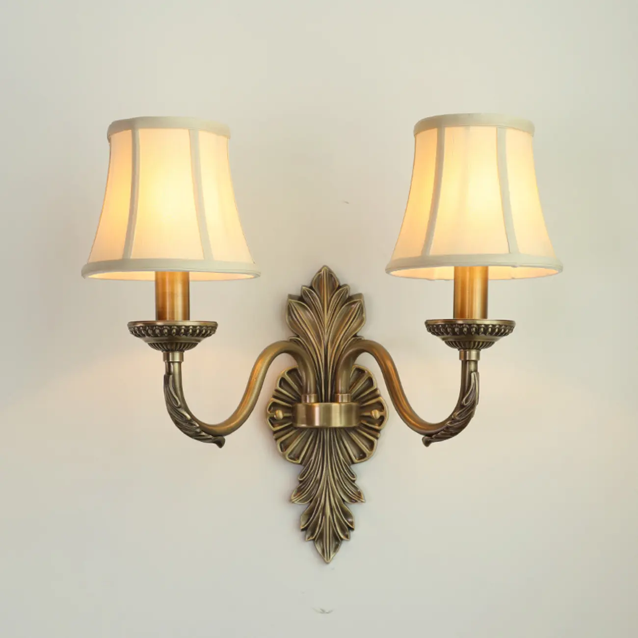 Vintage Beige Brass Candelabra Wall Sconce with LED Light  Image - 6 | homeyfad