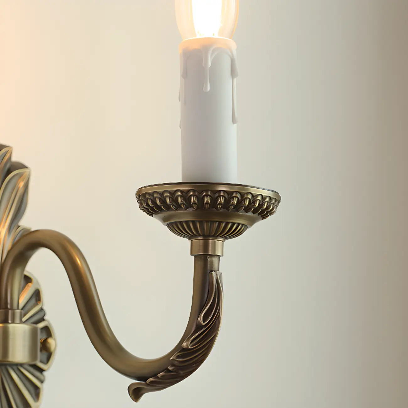 Vintage Beige Brass Candelabra Wall Sconce with LED Light  Image - 7 | homeyfad