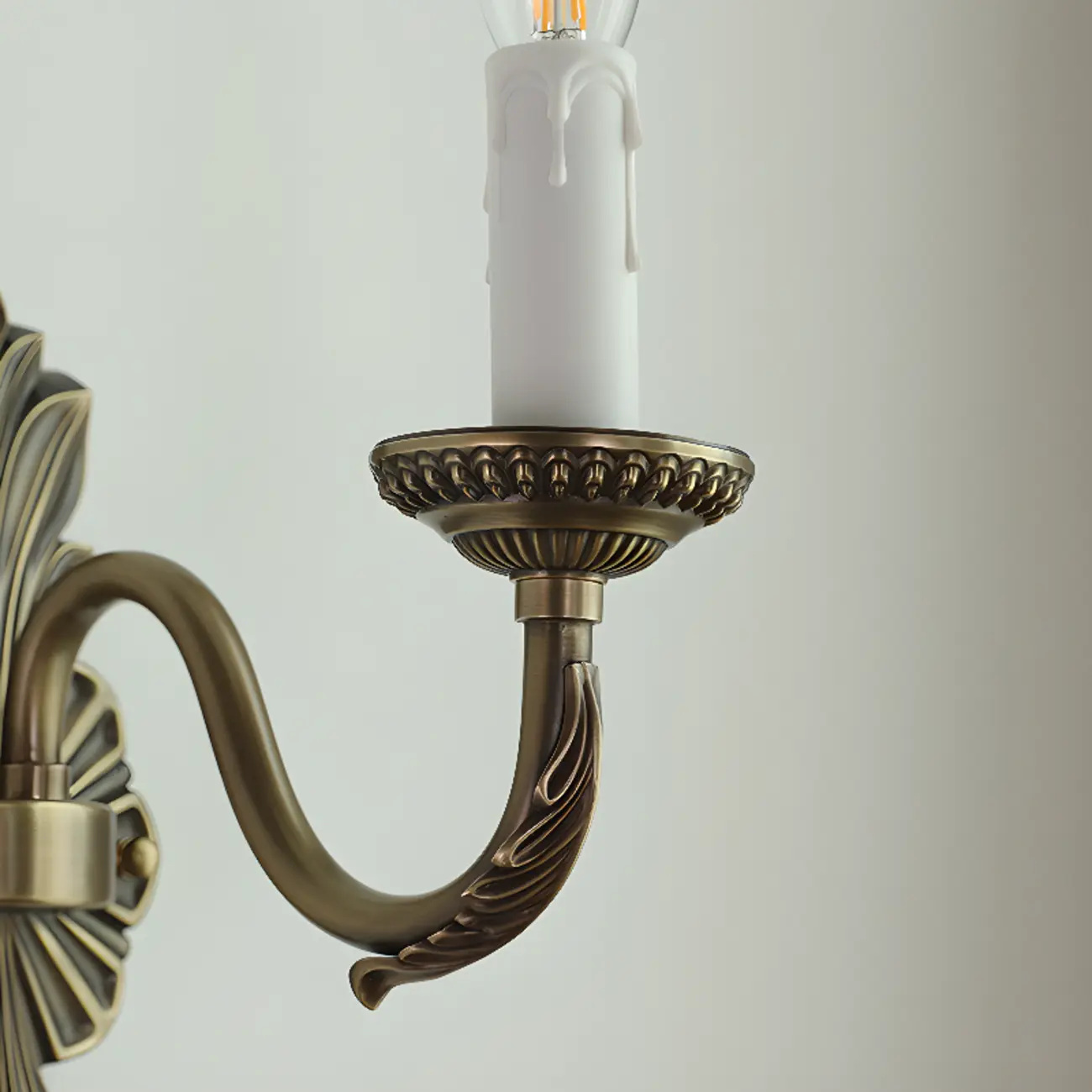 Vintage Beige Brass Candelabra Wall Sconce with LED Light  Image - 8 | homeyfad