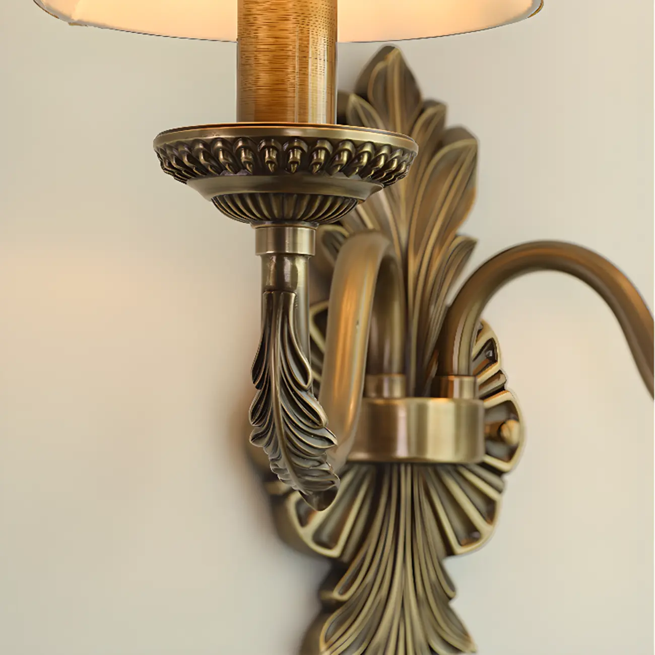 Vintage Beige Brass Candelabra Wall Sconce with LED Light  Image - 9 | homeyfad