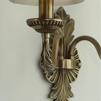 Vintage Beige Brass Candelabra Wall Sconce with LED Light  Image - 10