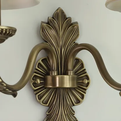 Vintage Beige Brass Candelabra Wall Sconce with LED Light  Image - 11