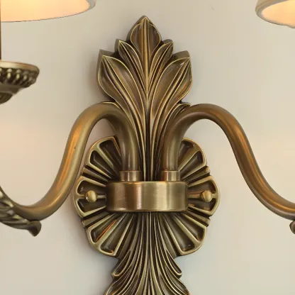 Vintage Beige Brass Candelabra Wall Sconce with LED Light  Image - 12