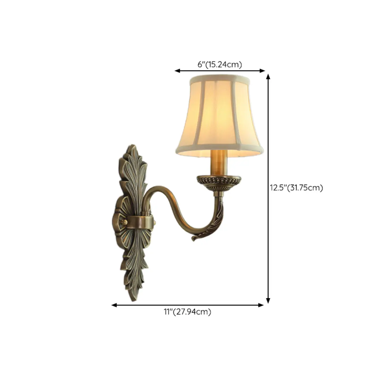 Vintage Beige Brass Candelabra Wall Sconce with LED Light  #size | homeyfad