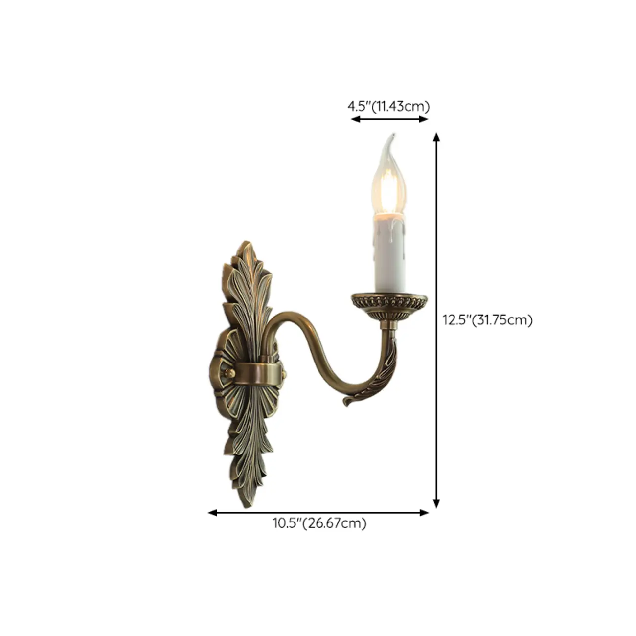 Vintage Beige Brass Candelabra Wall Sconce with LED Light  Image - 14 | homeyfad