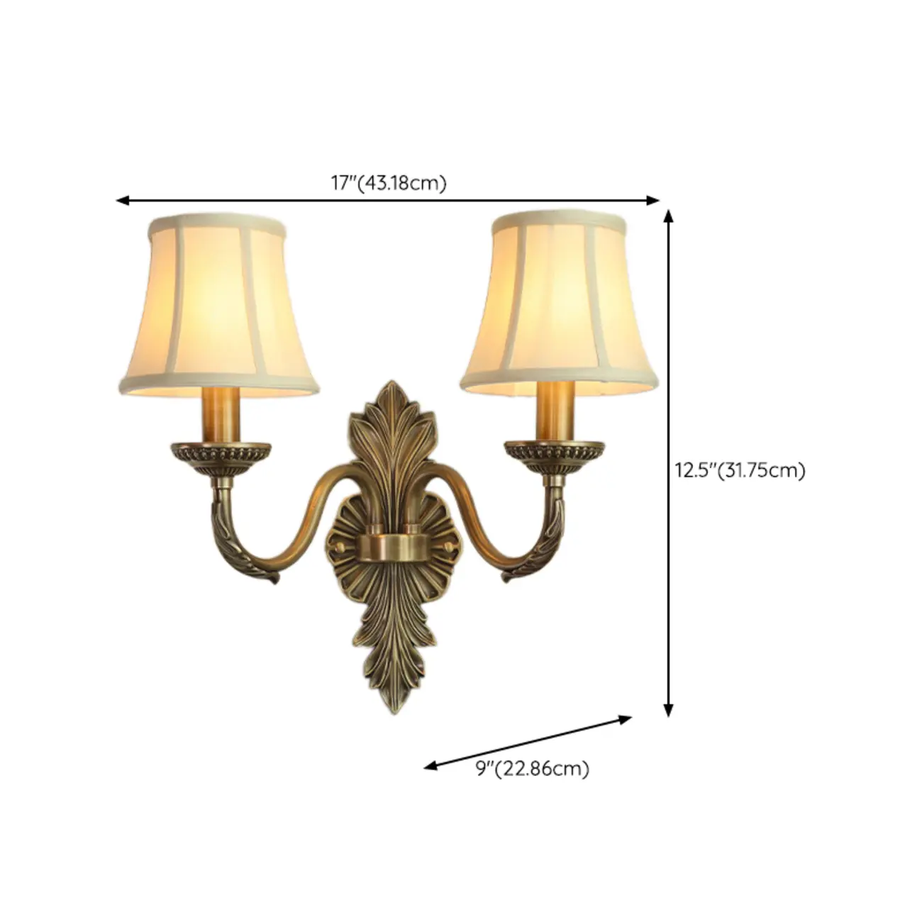 Vintage Beige Brass Candelabra Wall Sconce with LED Light  Image - 15 | homeyfad